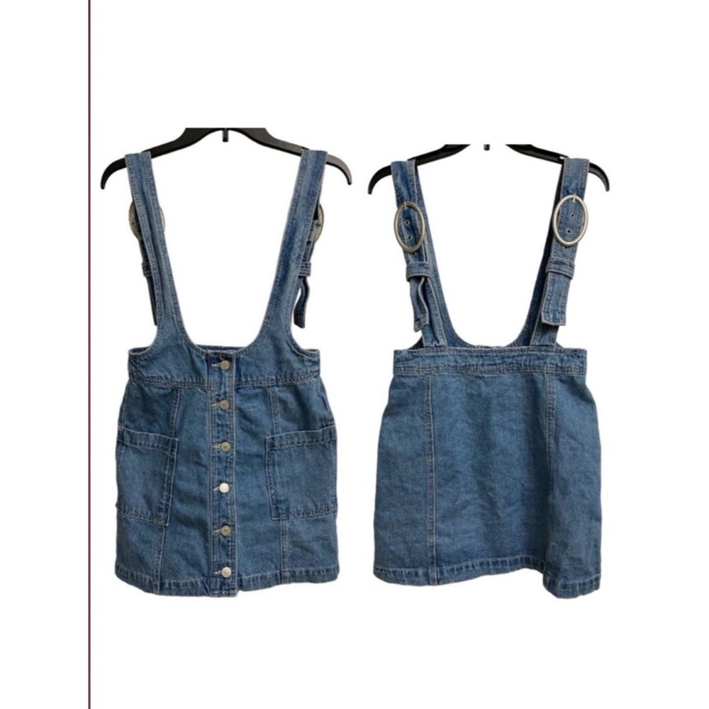 Forever 21 Women's Jean Overall Skirt Dress Size S Button Front Y2K Indie Twee